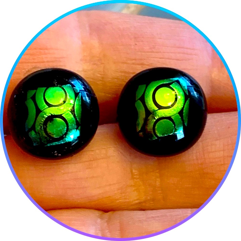 Emerald Green Dichroic Earrings